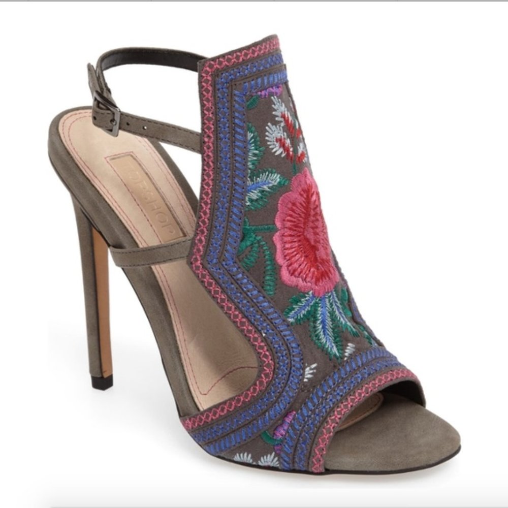 Topshop Raquel Embroidered Sandal Size 6.5